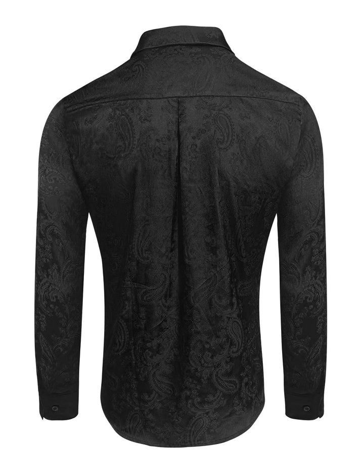 Britisches Retro-Hochzeitshemd für Herren aus Satin mit Paisley-Jacquardmuster - image 10