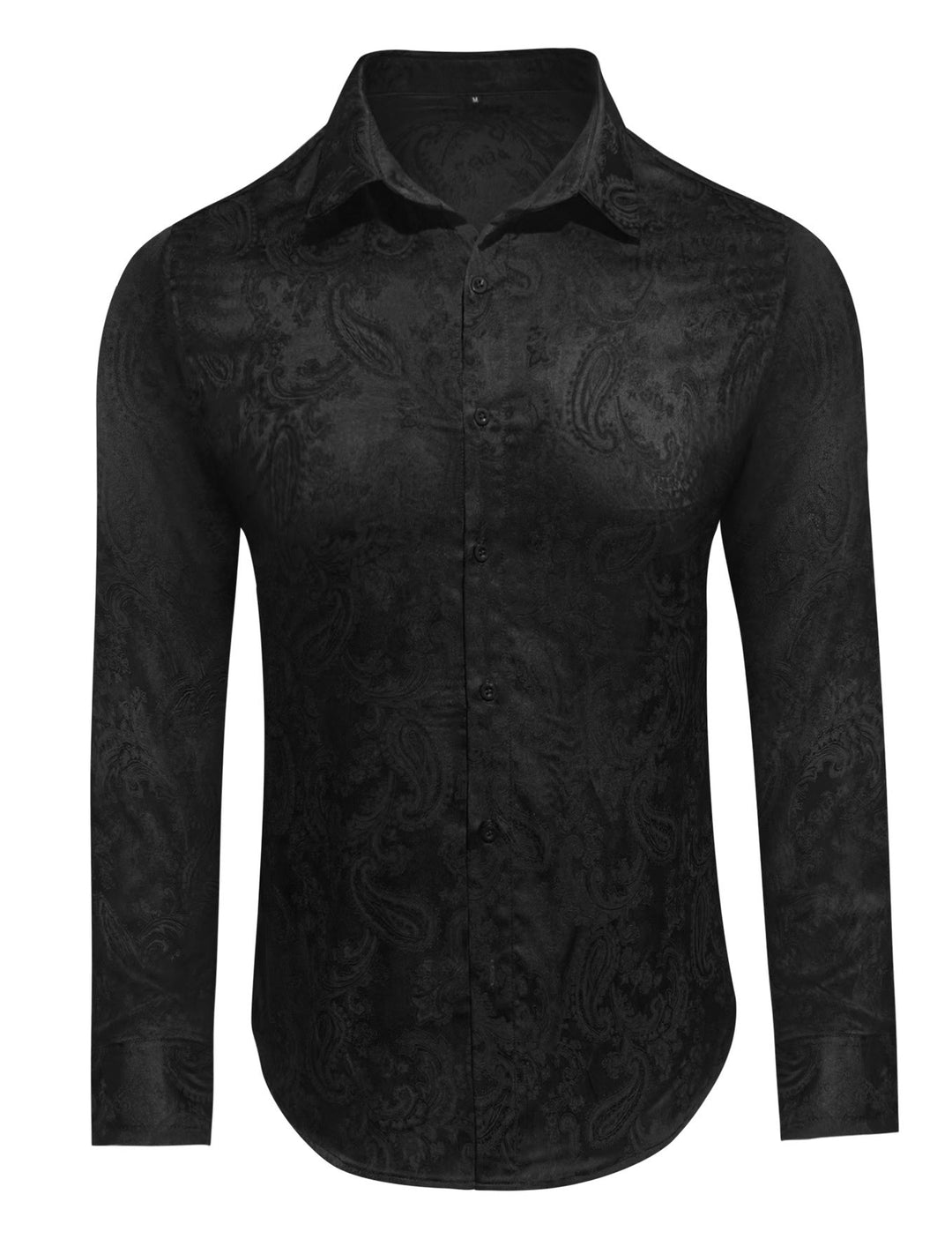 Britisches Retro-Hochzeitshemd für Herren aus Satin mit Paisley-Jacquardmuster - Schwarz - 2XL - image 8