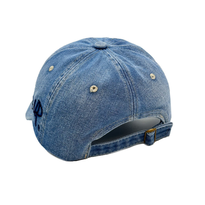 Never Give Up Stickerei Baseballkappe aus verwaschenem Denim - image 2