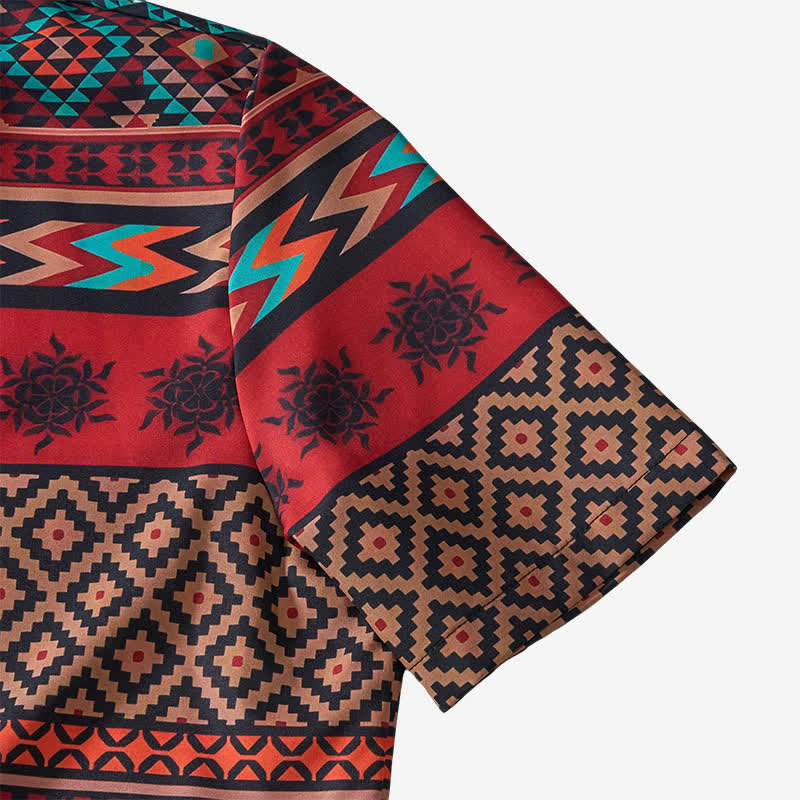 Herrenhemd im Westernstil mit kräftigem roten Aztekenstreifenmuster - image 8