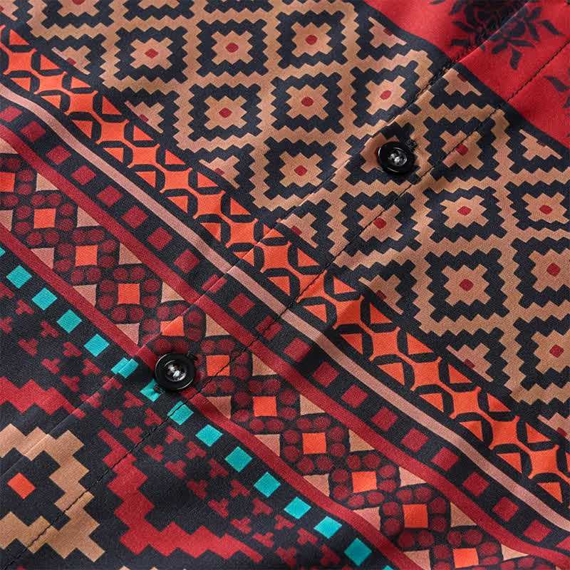 Herrenhemd im Westernstil mit kräftigem roten Aztekenstreifenmuster - image 5