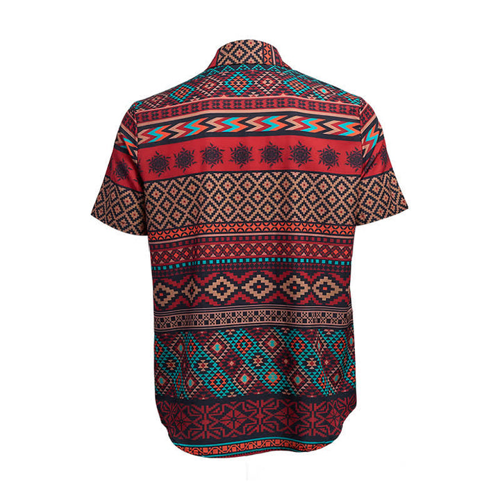 Herrenhemd im Westernstil mit kräftigem roten Aztekenstreifenmuster - image 10