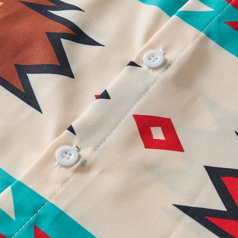 Herren-Freizeithemd im Western-Stil mit Aztekenmuster in Creme und Türkis - image 5
