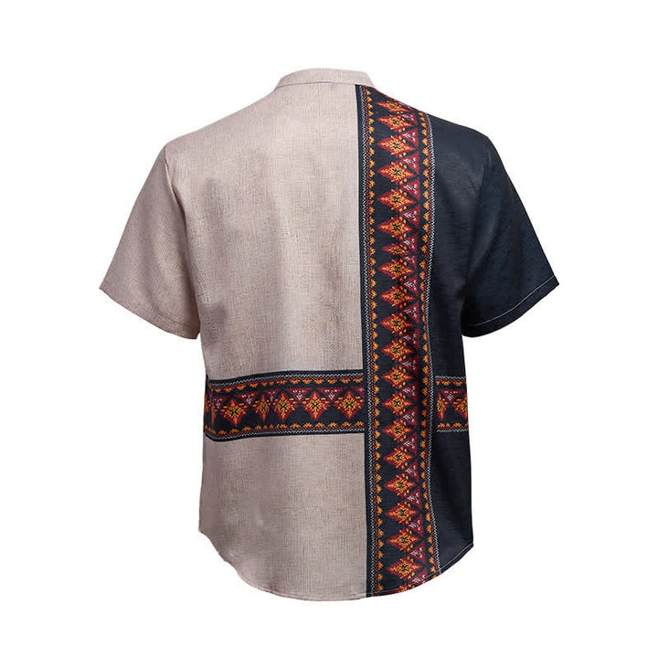 Herrenhemd im Ethno-Stil mit asymmetrischem Tribal-Print aus Leinenmischung - image 10