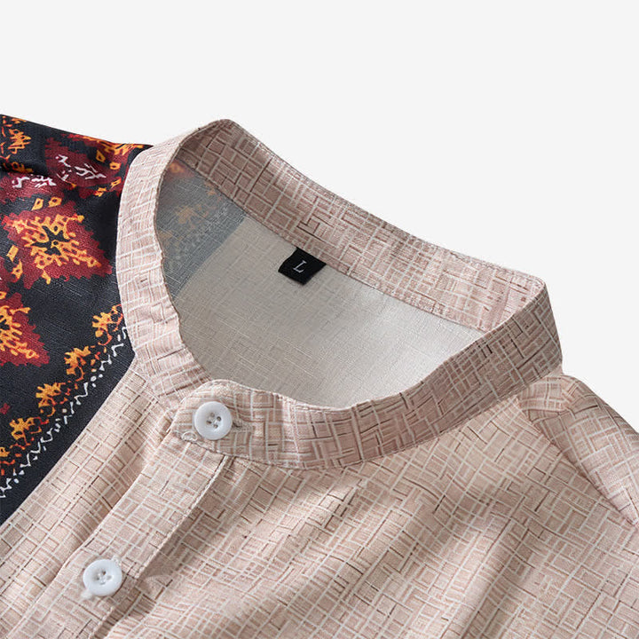 Herrenhemd im Ethno-Stil mit asymmetrischem Tribal-Print aus Leinenmischung - image 4