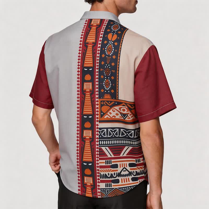 Herren-Sommerhemd im Ethno-Stil mit Patchwork-Muster, inspiriert vom Südwesten der USA - image 2