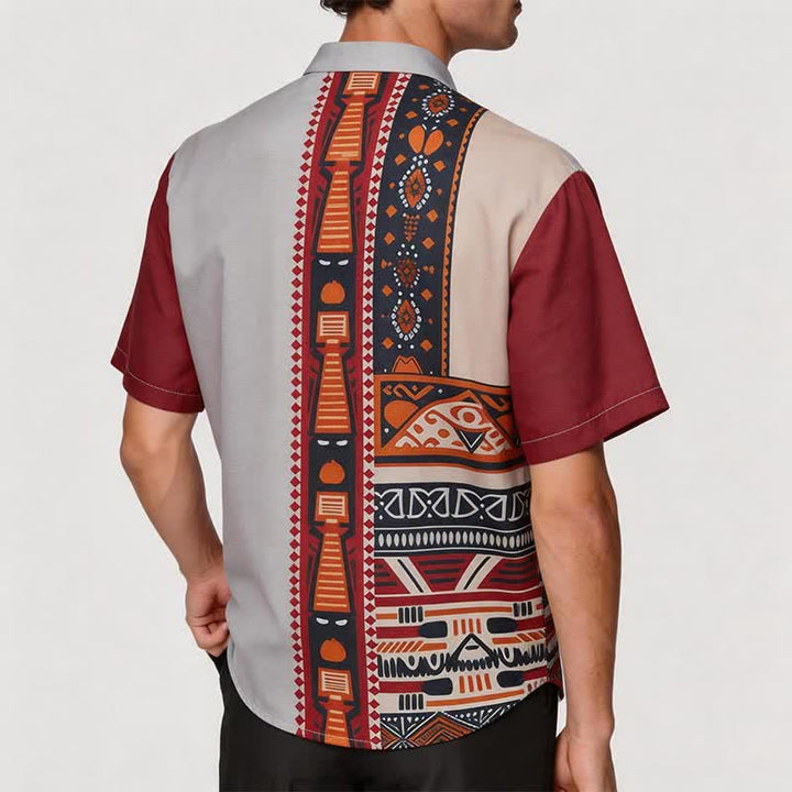Herren-Sommerhemd im Ethno-Stil mit Patchwork-Muster, inspiriert vom Südwesten der USA - image 2