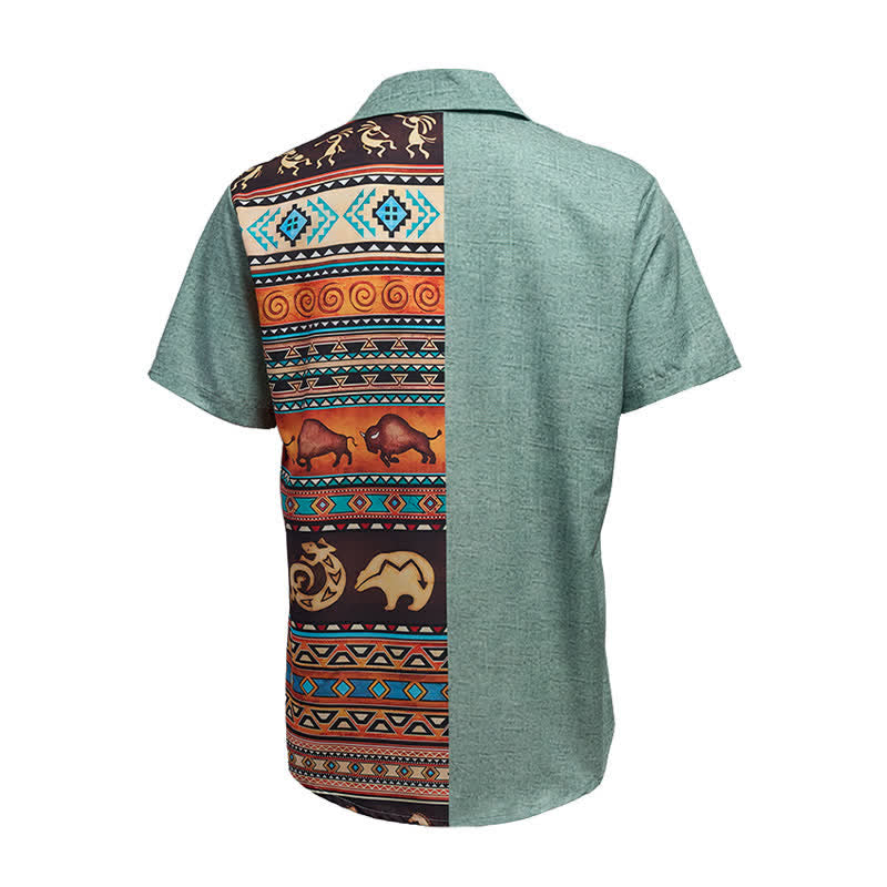 Herren-Hemd mit Wüsten-Petroglyphen-Bison-Split-Print - image 10