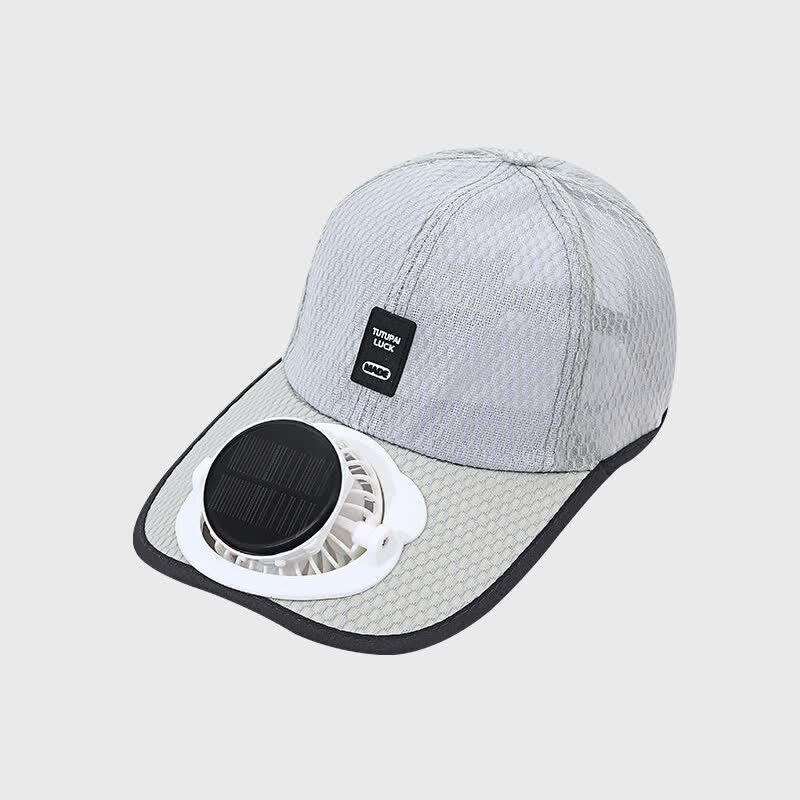 Solarbetriebene USB-Ventilator-Baseballkappe mit atmungsaktivem Mesh-Gewebe zur Kühlung - Hellgrau - Verstellbar (22"-23 5/8") - image 9