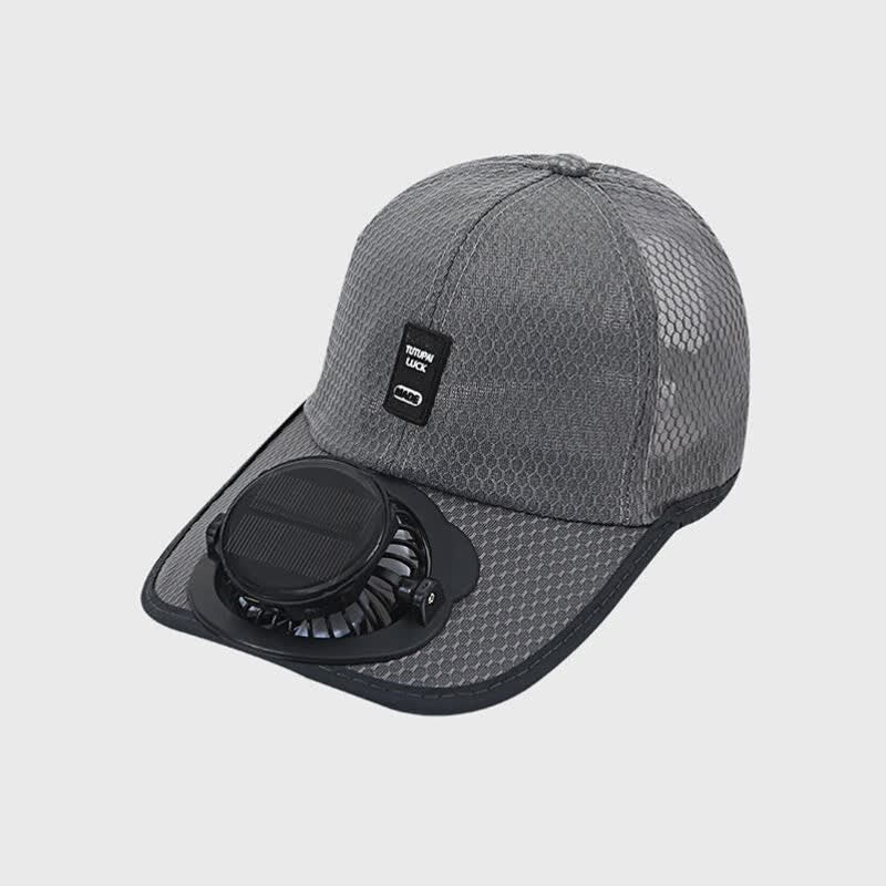 Solarbetriebene USB-Ventilator-Baseballkappe mit atmungsaktivem Mesh-Gewebe zur Kühlung - Dunkelgrau - Verstellbar (22"-23 5/8") - image 1
