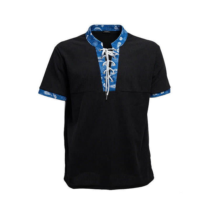Herren-Cordhemd mit urbanem Paisley-Besatz und Schnürung - image 9