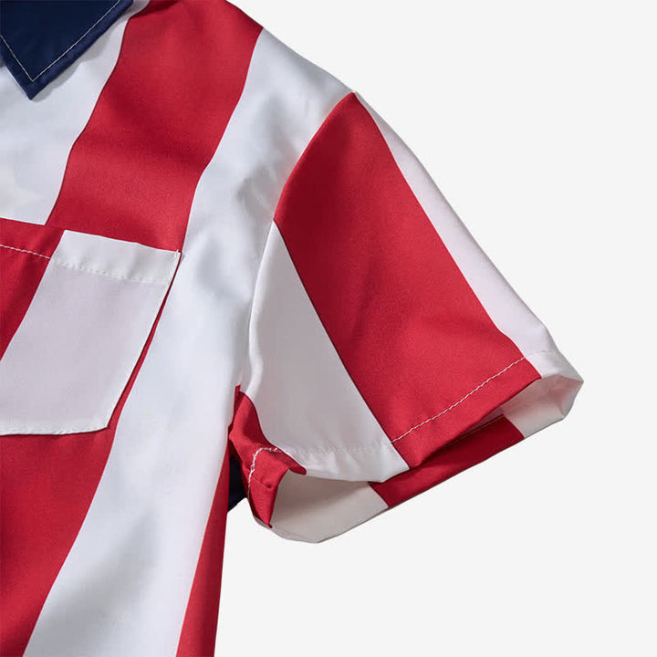 Kurzarmhemd mit geteiltem Sternen- und Streifenmuster der amerikanischen Flagge - image 8