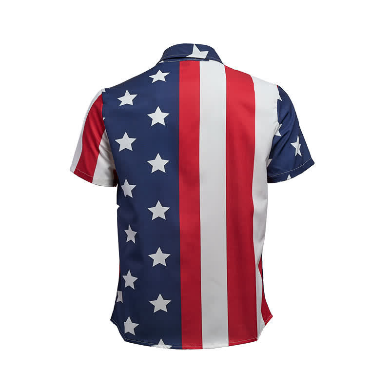 Kurzarmhemd mit geteiltem Sternen- und Streifenmuster der amerikanischen Flagge - image 10