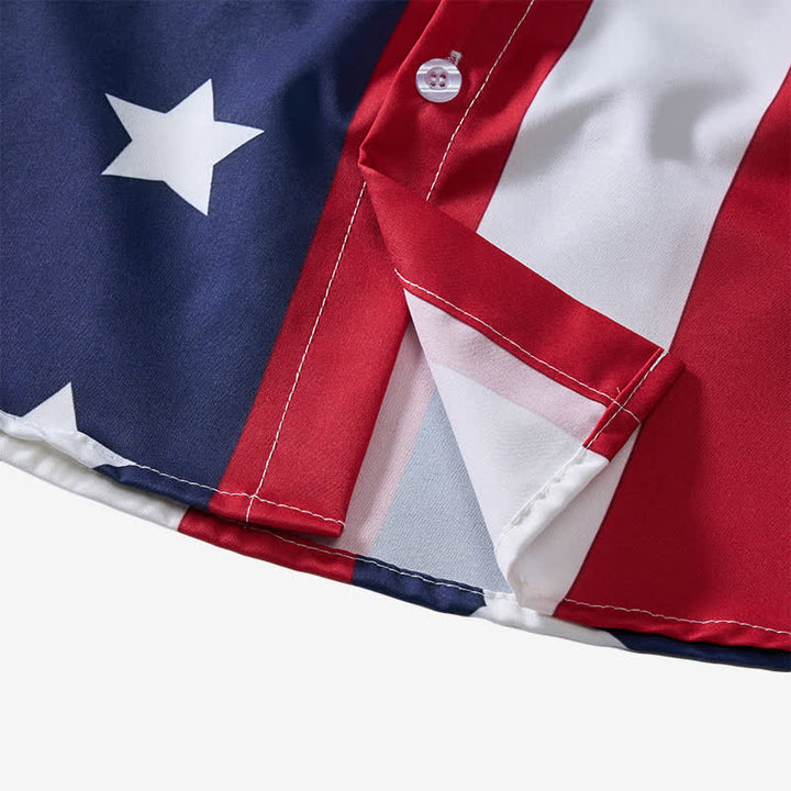 Kurzarmhemd mit geteiltem Sternen- und Streifenmuster der amerikanischen Flagge - image 7