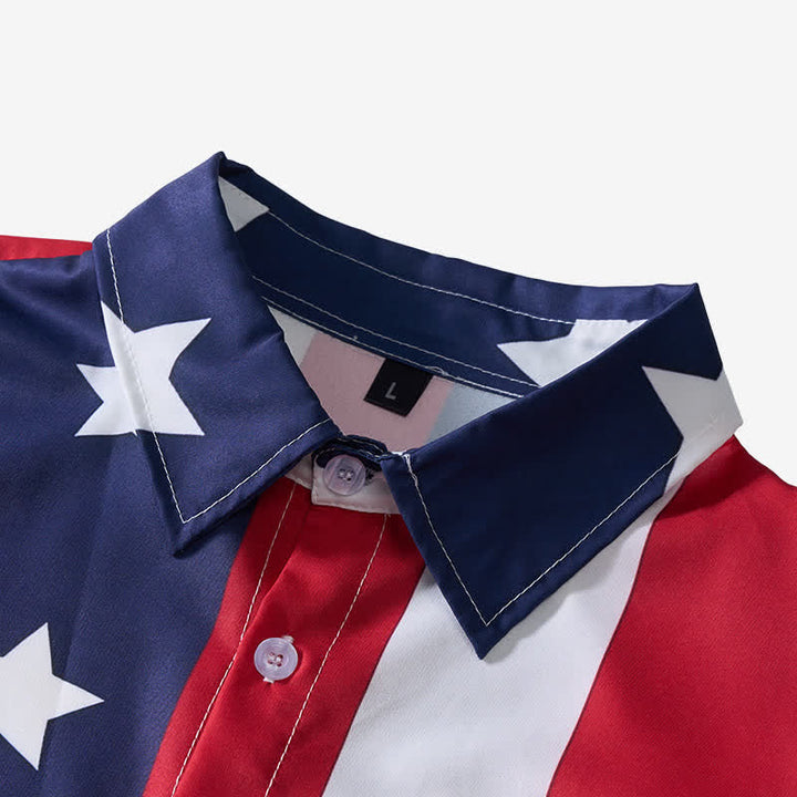 Kurzarmhemd mit geteiltem Sternen- und Streifenmuster der amerikanischen Flagge - image 4