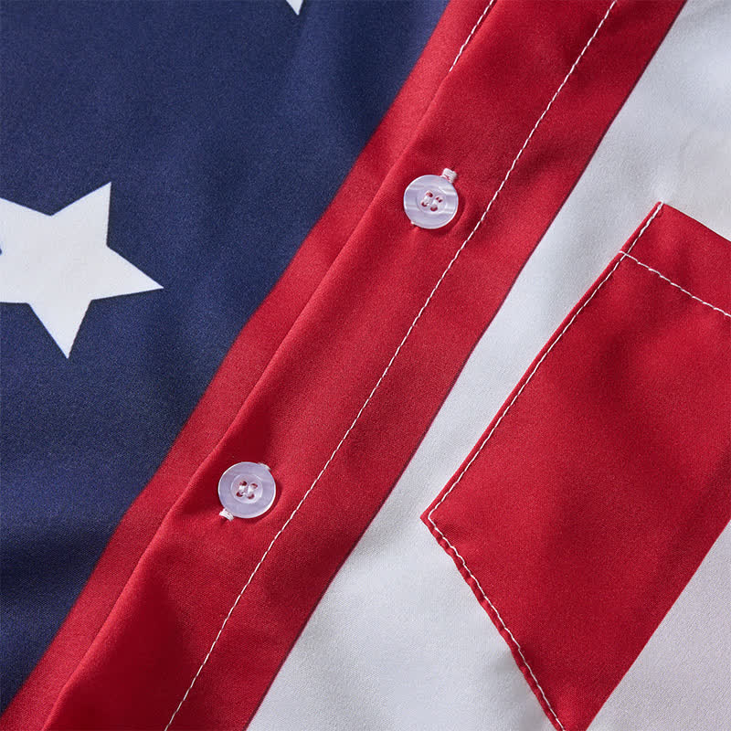 Kurzarmhemd mit geteiltem Sternen- und Streifenmuster der amerikanischen Flagge - image 5