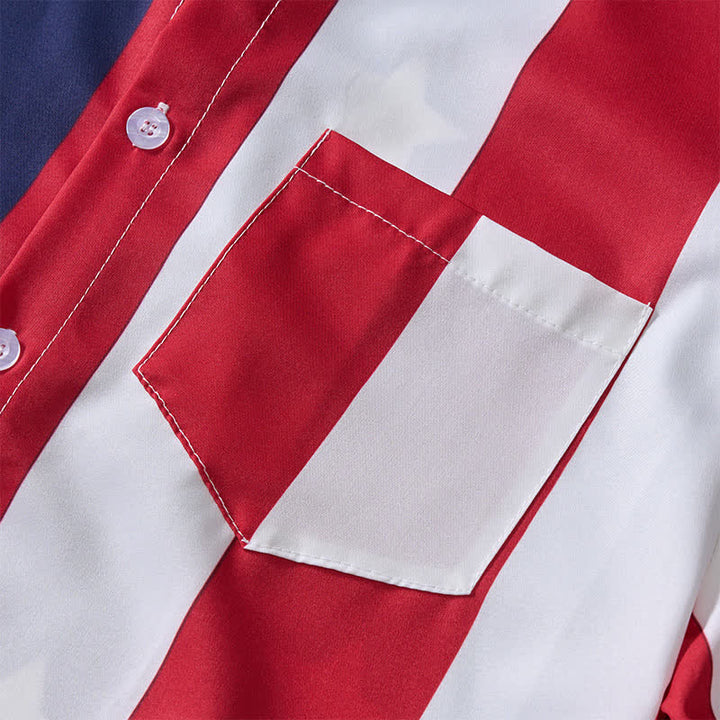 Kurzarmhemd mit geteiltem Sternen- und Streifenmuster der amerikanischen Flagge - image 6