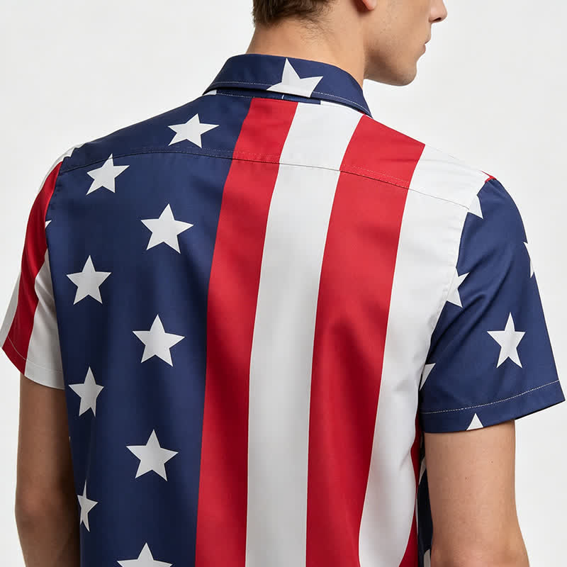 Kurzarmhemd mit geteiltem Sternen- und Streifenmuster der amerikanischen Flagge - image 2