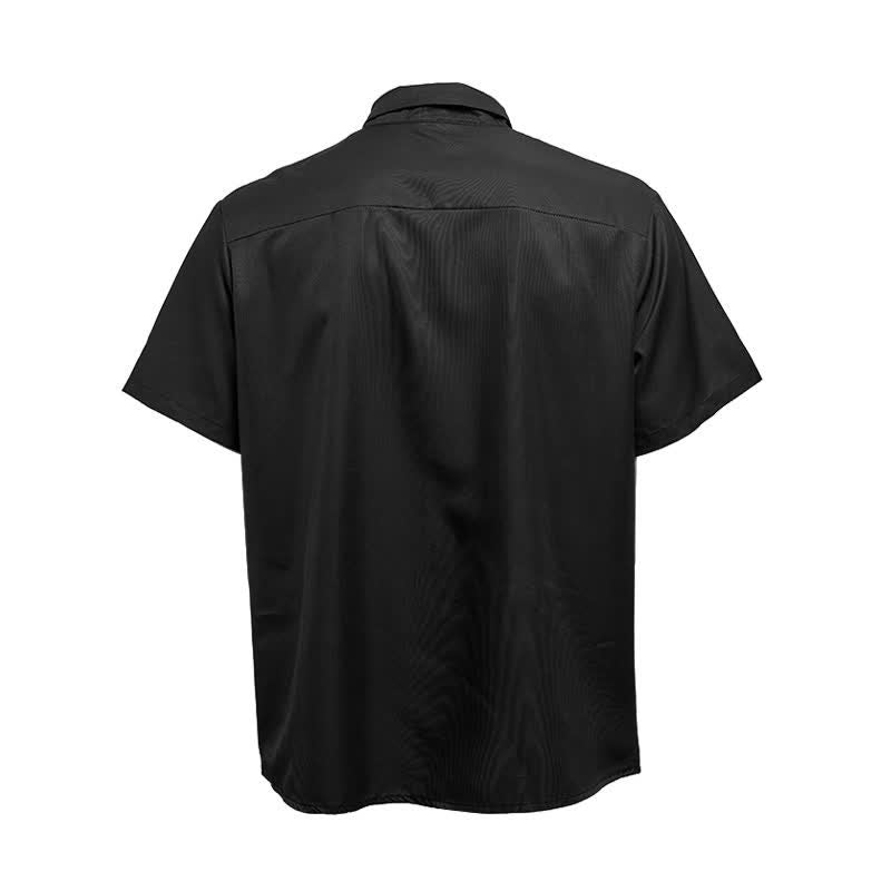 Retro-Kurzarmhemd mit US-Flagge in Schwarz und Beige im Used-Look - image 11