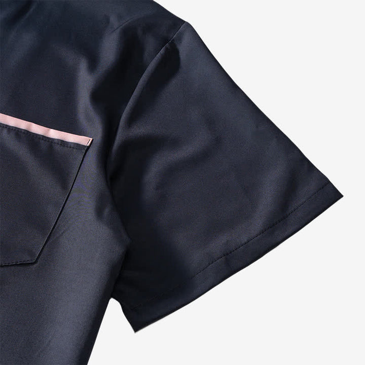 Retro-Kurzarmhemd mit US-Flagge in Schwarz und Beige im Used-Look - image 8
