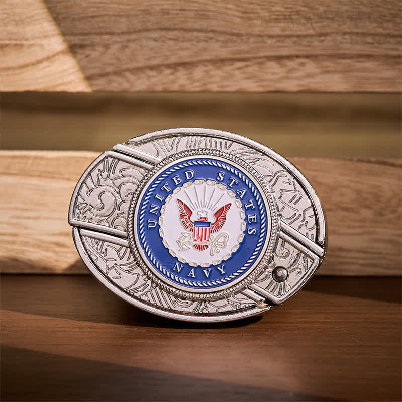 US Navy Adler & Anker Abzeichen DIY Verstecktes Klappmesser Schnalle Ledergürtel - Adler und Anker - Ohne Gürtel - Nicht im Lieferumfang enthalten: Gürtel - image 0