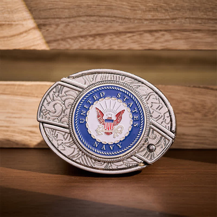 US Navy Adler & Anker Abzeichen DIY Verstecktes Klappmesser Schnalle Ledergürtel - Adler und Anker - Ohne Gürtel - Nicht im Lieferumfang enthalten: Gürtel - image 0