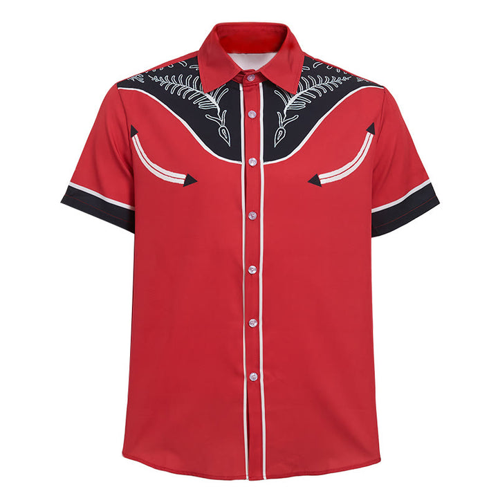 Herren-Kurzarmhemd im Westernstil mit Print und Knöpfen - image 12