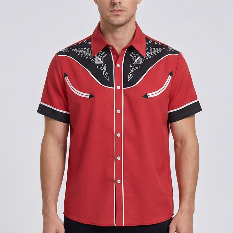 Herren-Kurzarmhemd im Westernstil mit Print und Knöpfen - image 1