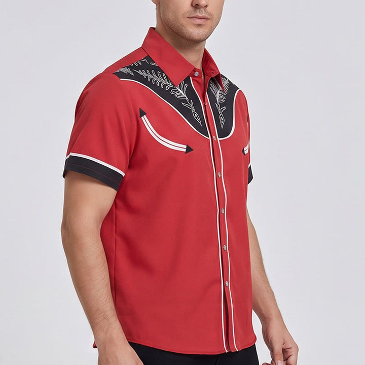 Herren-Kurzarmhemd im Westernstil mit Print und Knöpfen - image 2