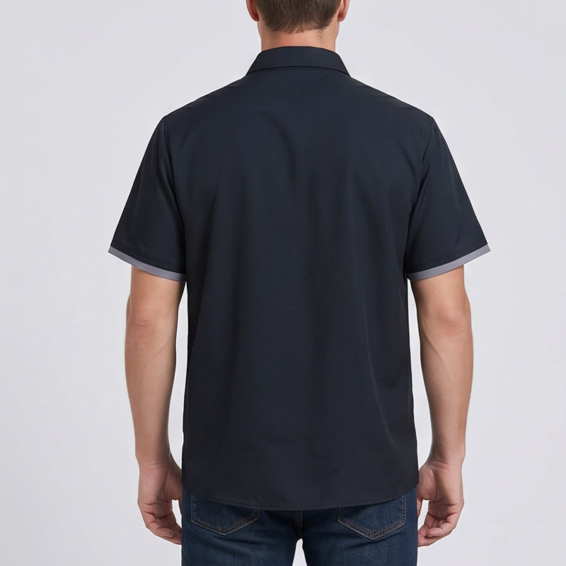 Kurzarmhemd im Western-Stil mit Ziegenkopf-Federprint für Herren - image 3