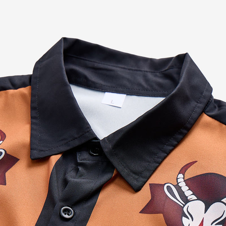 Kurzarmhemd im Western-Stil mit Ziegenkopf-Federprint für Herren - image 4