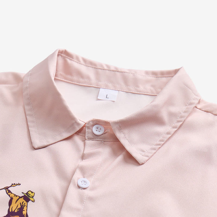 Herren-Freizeithemd mit Vintage-Cowboy-Rodeo-Print und kurzen Ärmeln - image 4