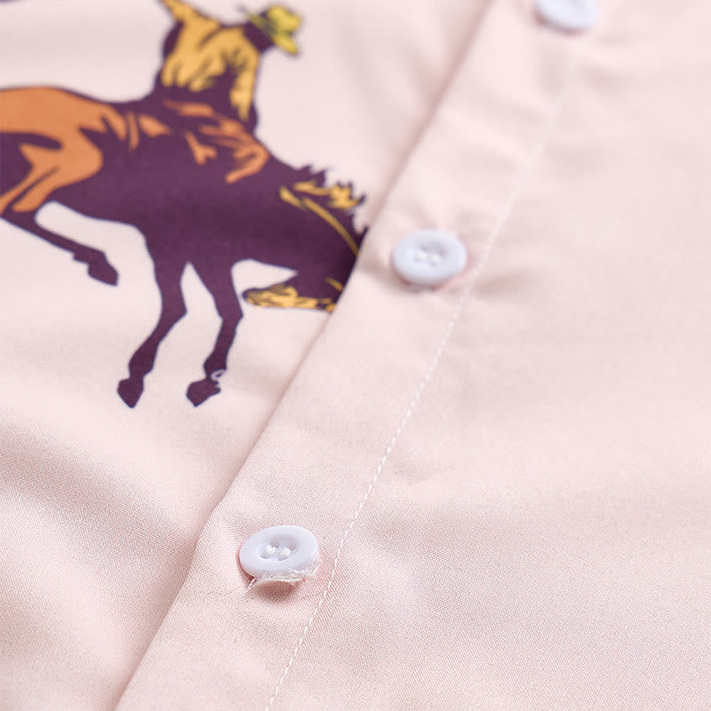 Herren-Freizeithemd mit Vintage-Cowboy-Rodeo-Print und kurzen Ärmeln - image 5