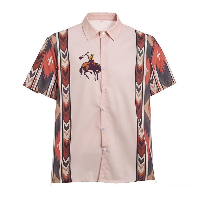 Herren-Freizeithemd mit Vintage-Cowboy-Rodeo-Print und kurzen Ärmeln - image 9