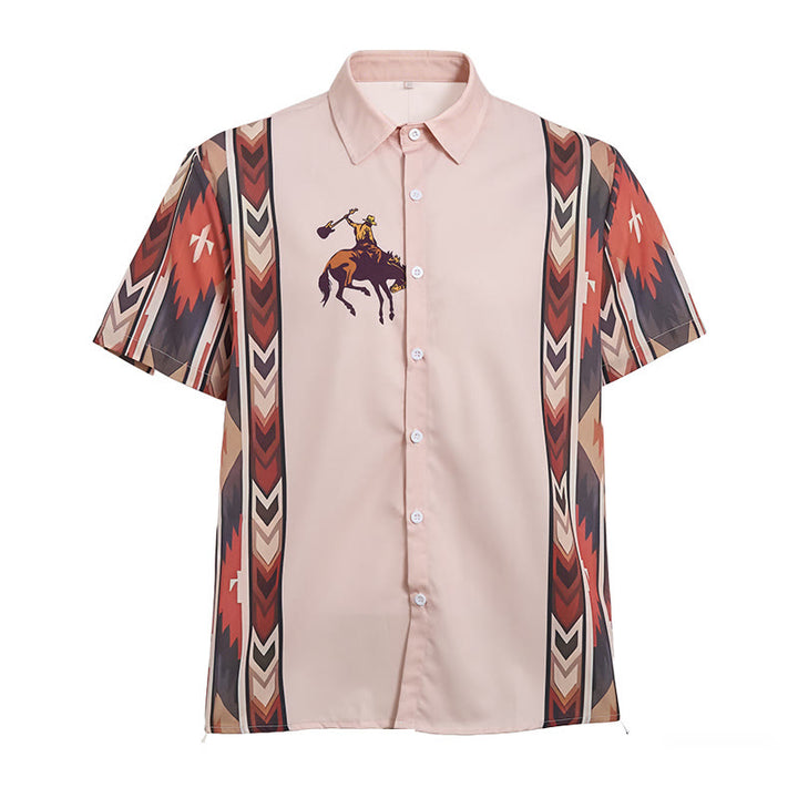 Herren-Freizeithemd mit Vintage-Cowboy-Rodeo-Print und kurzen Ärmeln - image 9