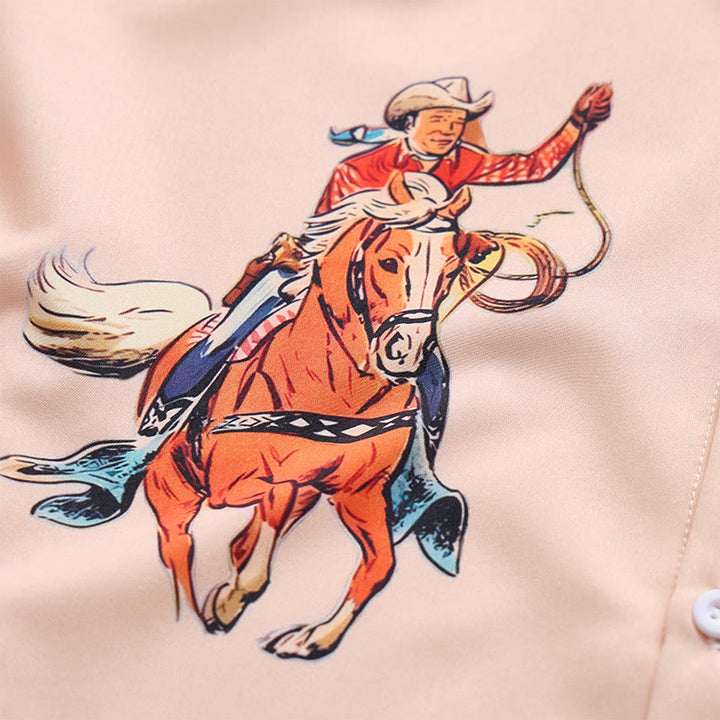Herren-Freizeithemd mit Vintage-Lasso-Cowboy-Print und kurzen Ärmeln - image 5