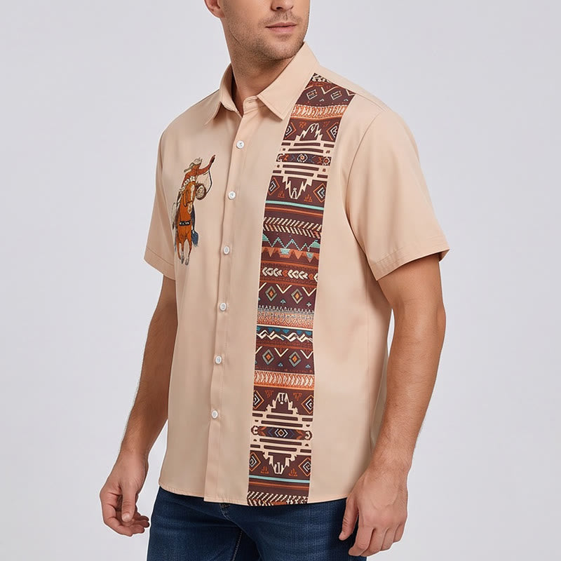 Herren-Freizeithemd mit Vintage-Lasso-Cowboy-Print und kurzen Ärmeln - image 2