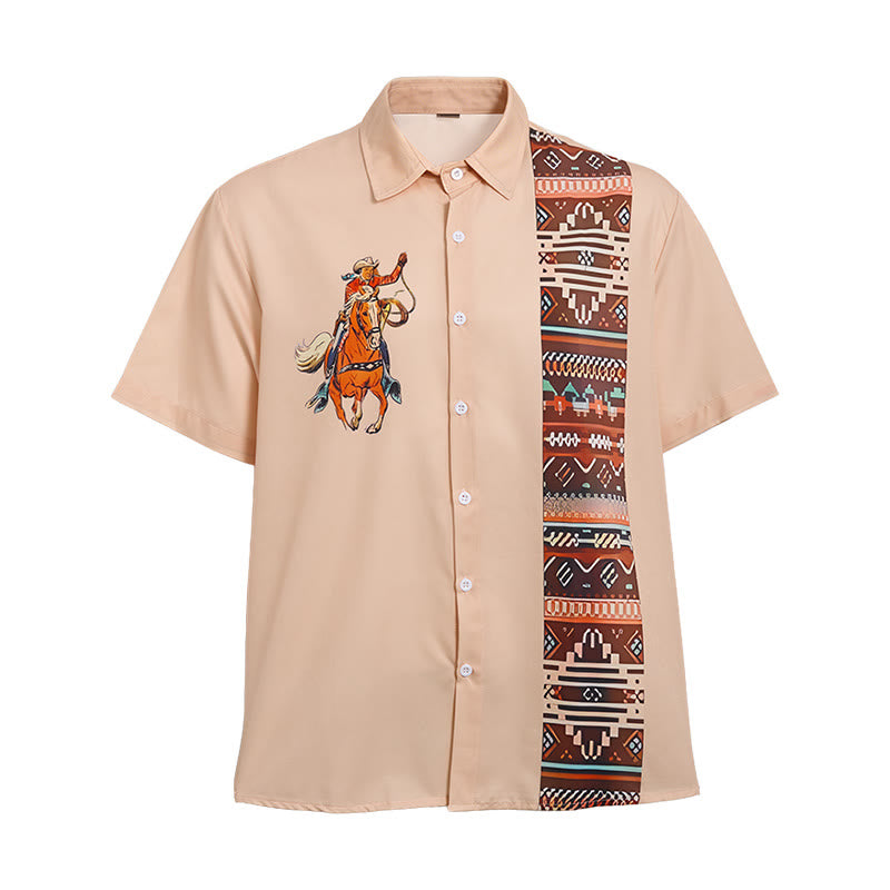 Herren-Freizeithemd mit Vintage-Lasso-Cowboy-Print und kurzen Ärmeln - image 9