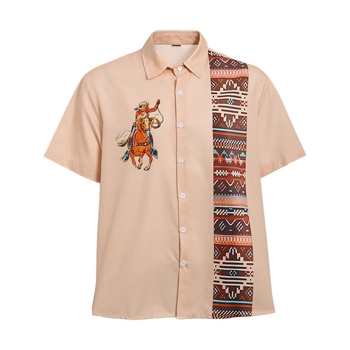 Herren-Freizeithemd mit Vintage-Lasso-Cowboy-Print und kurzen Ärmeln - image 9