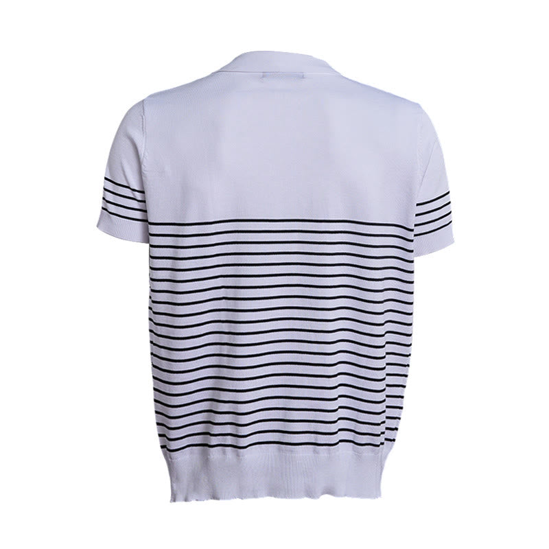 Herren-Poloshirt aus Strick, gestreift, Kurzarm, normale Passform - image 12