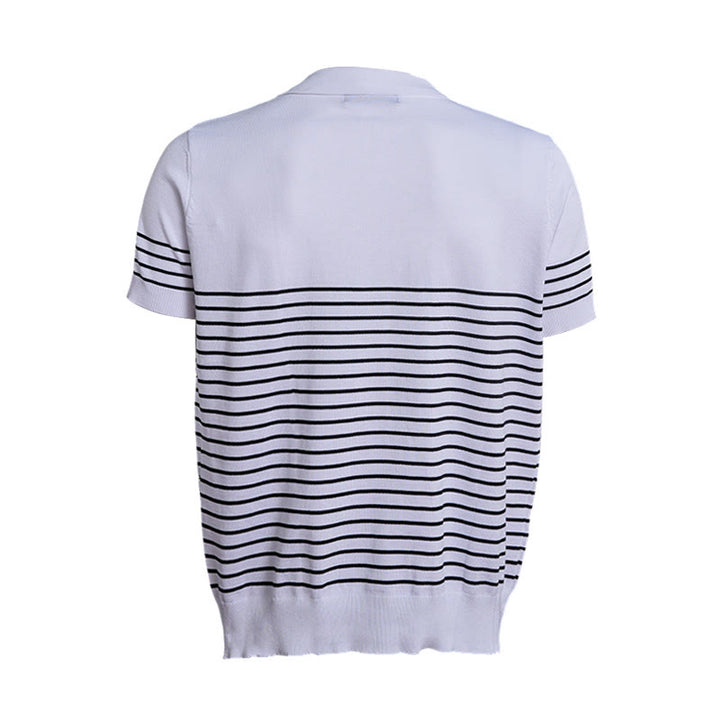 Herren-Poloshirt aus Strick, gestreift, Kurzarm, normale Passform - image 12