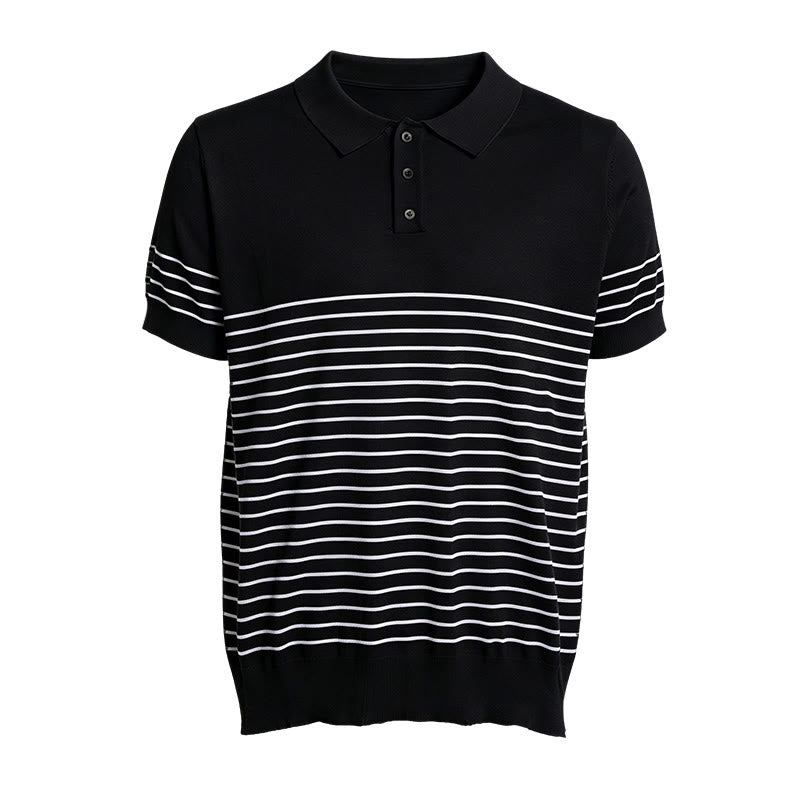 Herren-Poloshirt aus Strick, gestreift, Kurzarm, normale Passform - image 13