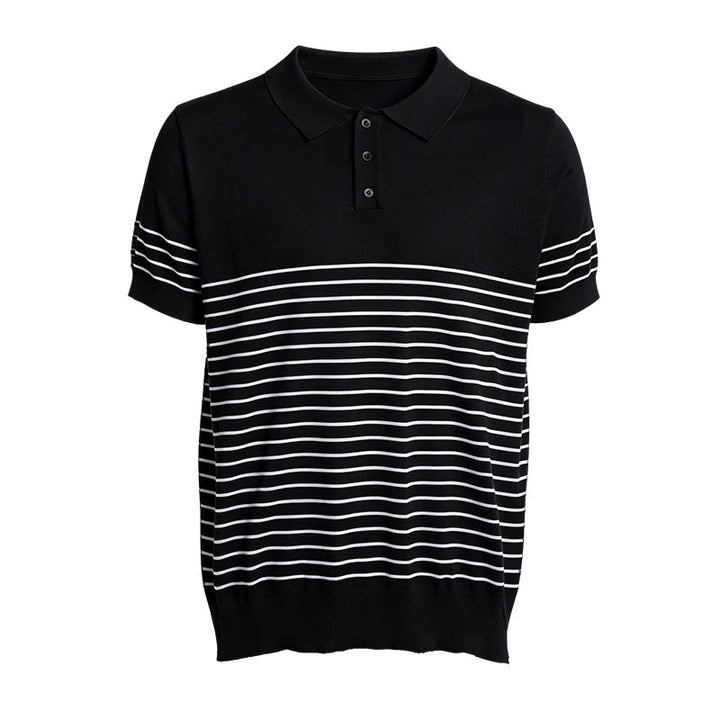 Herren-Poloshirt aus Strick, gestreift, Kurzarm, normale Passform - image 13