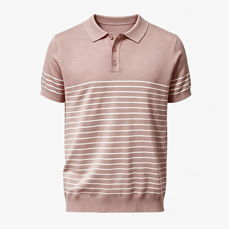 Herren-Poloshirt aus Strick, gestreift, Kurzarm, normale Passform - image 14