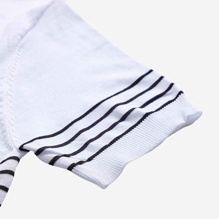 Herren-Poloshirt aus Strick, gestreift, Kurzarm, normale Passform - image 9