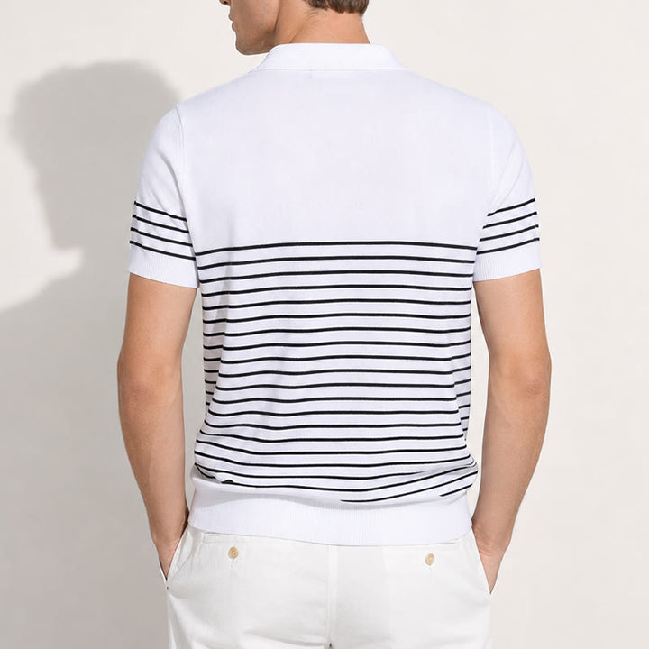 Herren-Poloshirt aus Strick, gestreift, Kurzarm, normale Passform - image 3