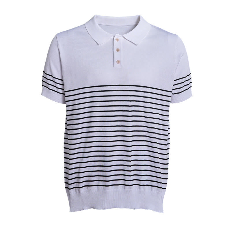 Herren-Poloshirt aus Strick, gestreift, Kurzarm, normale Passform - image 11