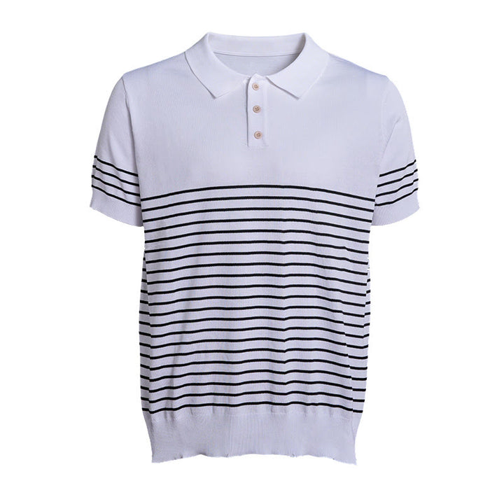 Herren-Poloshirt aus Strick, gestreift, Kurzarm, normale Passform - image 11
