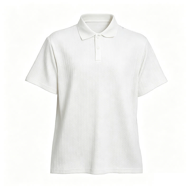 Atmungsaktives, strukturiertes Strick-Poloshirt für Herren mit lockerer Passform - image 17