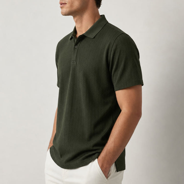 Atmungsaktives, strukturiertes Strick-Poloshirt für Herren mit lockerer Passform - image 2